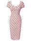 [Vorverkauf] Rosa 60er Kleid mit Eckiger Ausschnitt und Polka-Dots