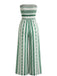 Grüner 60er Trägerloser Jumpsuit mit Streifen und Schlitz