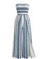 Blaues 60er Trägerloser Jumpsuit mit Streifen und Schlitz