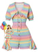 60er Romper mit Regenbogen-Streifen und Rüschen