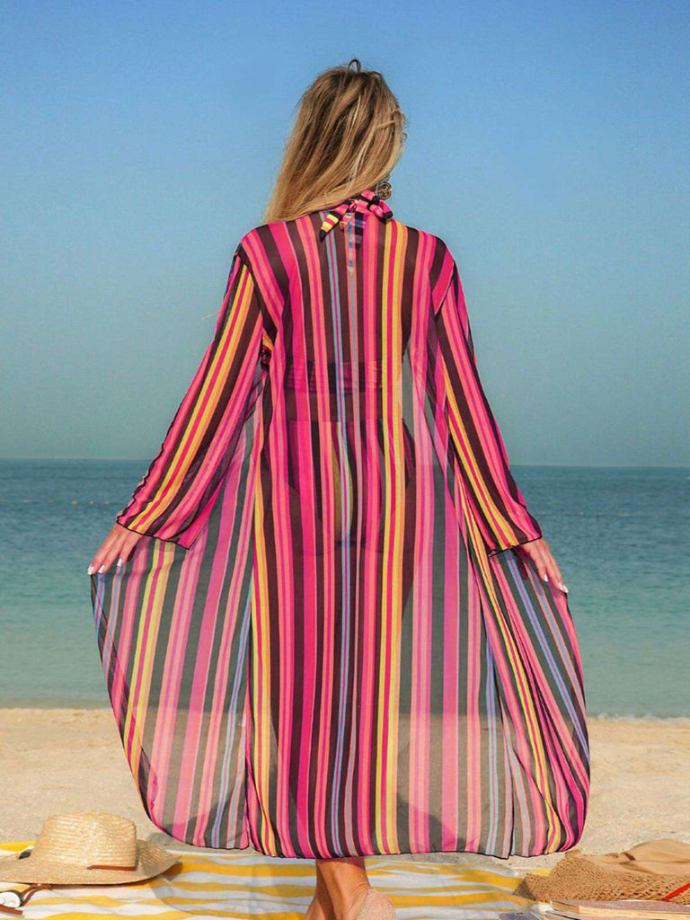 60er Bikini-Set & Shorts & Cover-Up mit Schnürung und Streifen