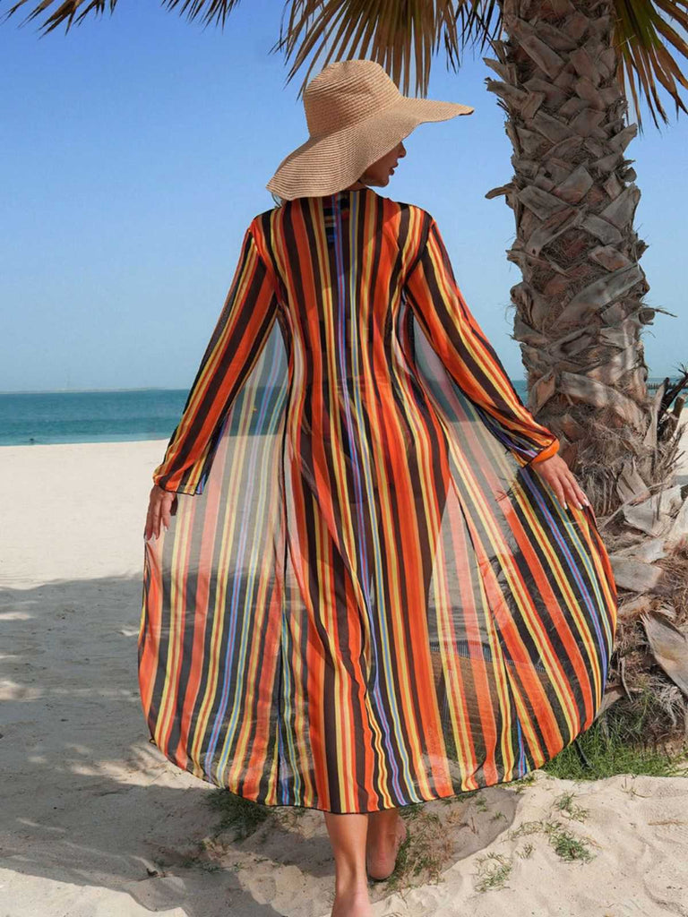 60er Bikini-Set & Shorts & Cover-Up mit Schnürung und Streifen