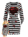70er Halloween Sträflingskleid mit Blut-Print und Streifen