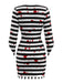 70er Halloween Sträflingskleid mit Blut-Print und Streifen