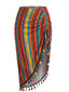 Rainbow 70er Boho Mesh-Cover-Up-Rock mit Streifen und Quasten