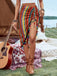 Regenbogen 70er Boho Netz-Rock & Cover-Up mit gerafft und Streifen