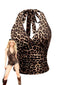 1980er Leopard Muster Halter Wickel Top