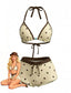 80er Bikini-Set mit Neckholder und Polka-Dots in Creme-Gelb