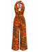 70er Tropen Jumpsuit mit Tiefer V-Ausschnitt und Neckholder