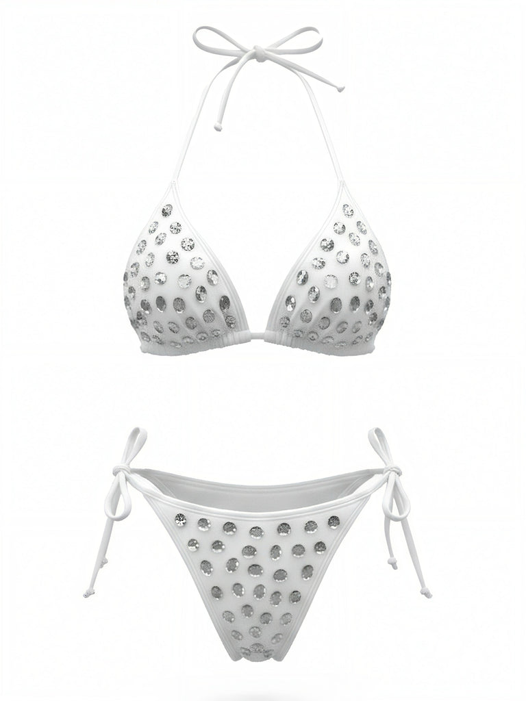 80er Bikini-Set & Shorts mit Neckholder und Triangle