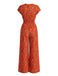 70er Boho Jumpsuit mit Kappärmel und V-Ausschnitt