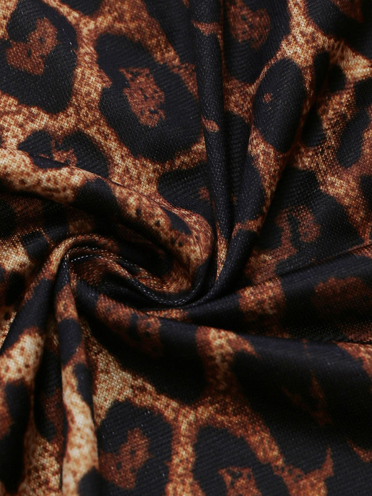 Detail: Leoparden-Spitzenbody mit Schürze im Stil der 1980er Jahre, Retro-Design, perfekt für Vintage-Modeliebhaber