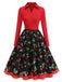 Rot 1950er Kirsche Langarm Swing Kleid