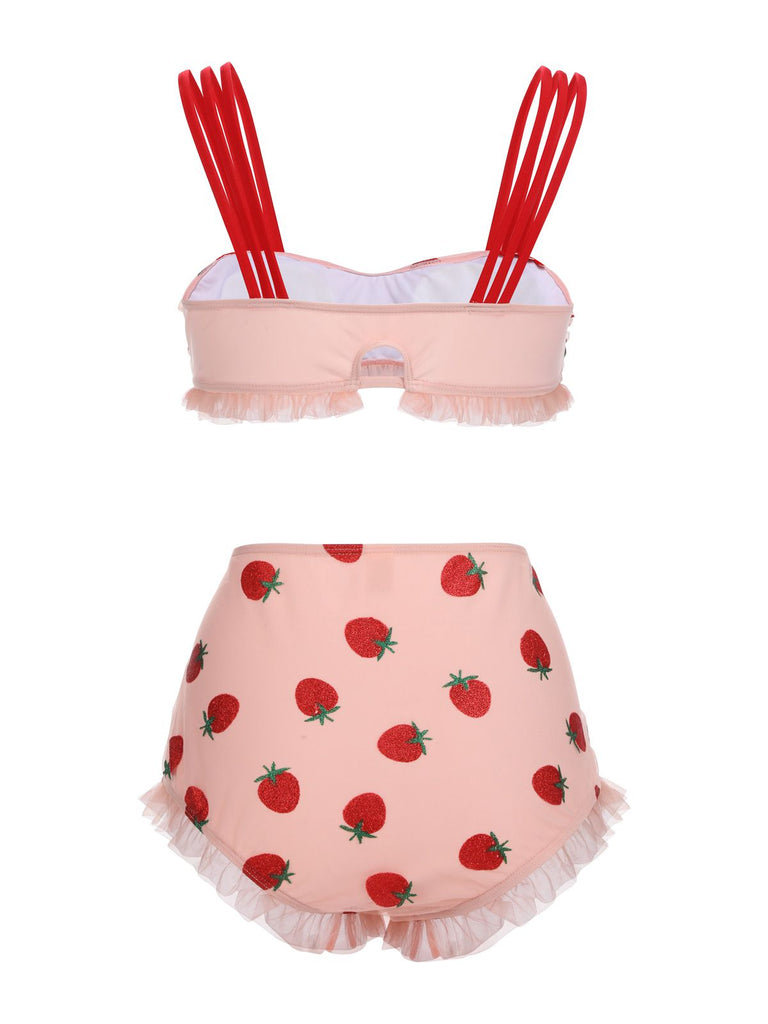 SPITZEN-ERDBEER-CAMI-TANKINI-SET