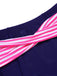 Rosa & blau gestreifter 1950er Halter-Badeanzug