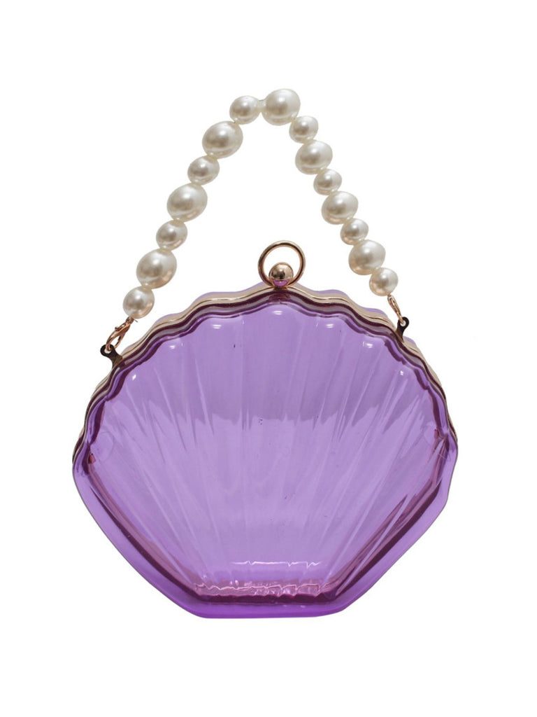 Vintage 3D-Muschel Transparent Perlenkette Tasche