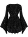 [Übergröße] Schwarz 1960er Stern V-Ausschnitt Samt Kleid