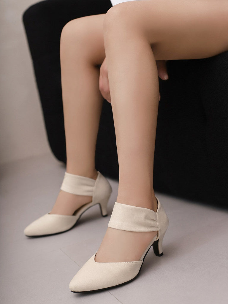 Rot Solide Spitze Wildleder Kitten Heels