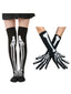Halloween Skeleton Thigh High Socke & Handschuhe Set