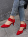Rot Solide Spitze Wildleder Kitten Heels