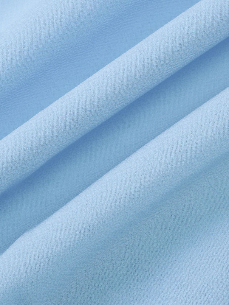 [Vorverkauf] Blau 1970er Solide Mehrschichtig Chiffon Binde Babydoll Kleid