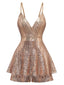 Beige 1960er Pailletten Riemchen V-Ausschnitt Culotte Romper