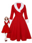 Rot & Weiß 1950er Weihnachten Revers Kleid