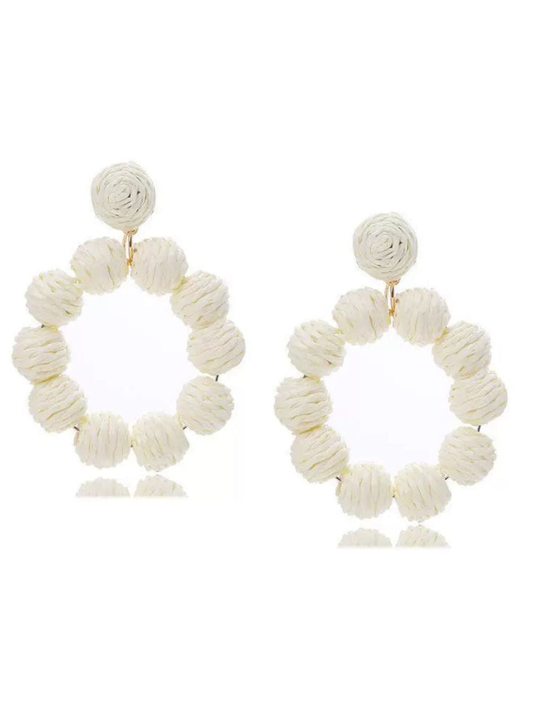 Bohemien Raffia-Creolen Statement-Ohrringe