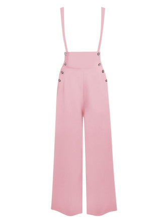 Rosa 1930er Solide Weites Bein Gurt Hosen