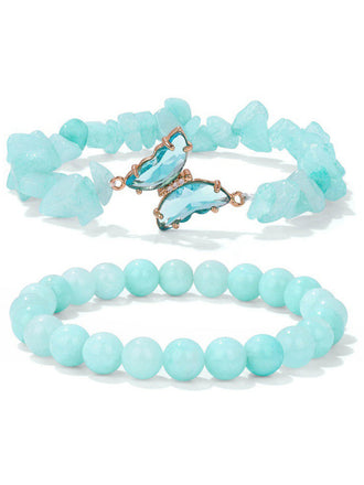 Kristallperlen Schmetterling Charm Armband Set