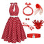 [Vorverkauf] Rot 1950er Polka Dot Halter Kleid Mit Accessoires Set