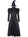 2PCS Schwarz 1940er Gothic Wicked-Inspiriert Elphaba Hexenkostüm mit Hut
