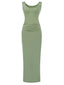 1930er Solide Quadratischer Hals Schlitz Gerüscht Kleid
