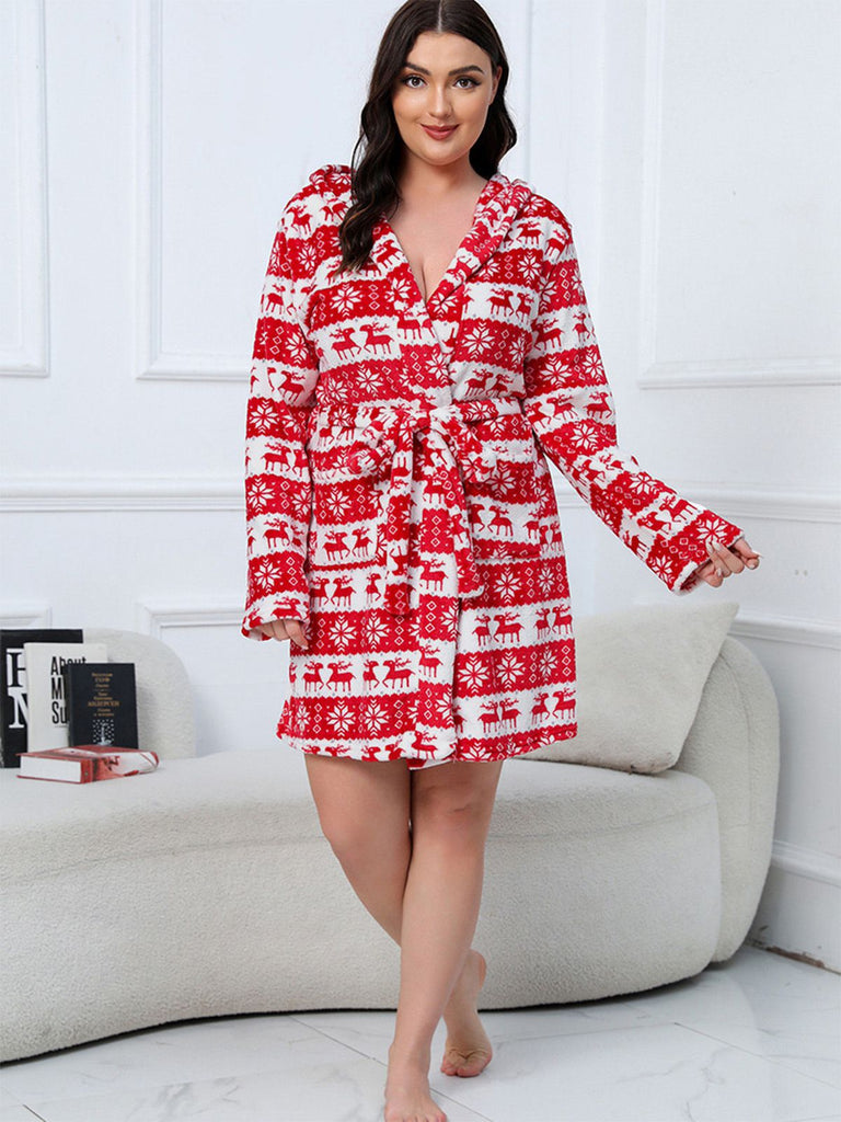 [Übergröße] 1950er Winter Plüsch Kapuzen Robe