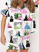 2PCS 1940er Hexe Cartoon-Druck Taste Pyjama Set