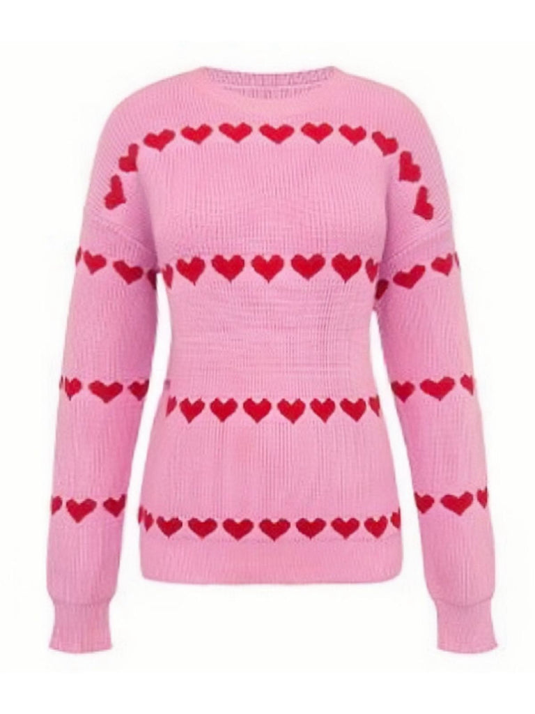 1940er Valentinstag Herz Gestrickt Pullover