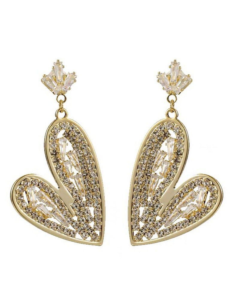 Herz Kristall Details Geformt Ohrringe