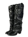 Vintage Genietet Schnalle Wadenmitte Stiefel