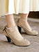 Vintage Bogen Klobige Wildleder Hohem Absatz Schuhe