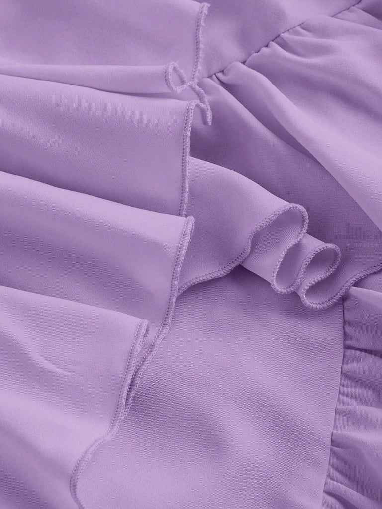 [Vorverkauf] 1950er Träger Gerafft Gestuft Rüschen Saum Kleid