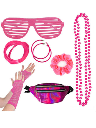 1980er Retro Kostüm Bunt Zubehör Set