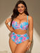 [Übergröße] Rosa & Blau Muschel Druck Bikini Set