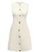 Beige 1960er Seestern Hülse Tasten Ärmellos Kleid