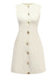 Beige 1960er Seestern Hülse Tasten Ärmellos Kleid