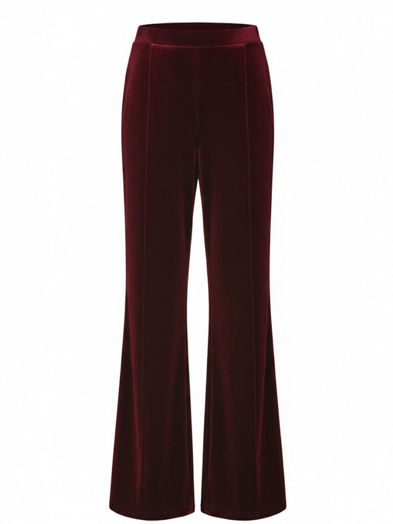 1940er Solide Samt Hochtailliert Schlag Hose