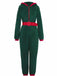 Grün 1970er Weihnachten Sherpa Hooded Jumpsuit Pyjama