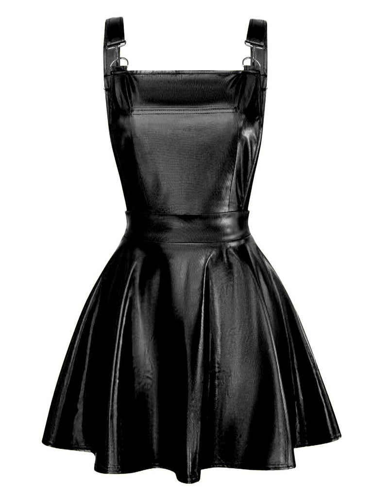 Blau 1970er Metallisch Holographic Suspender Kleid