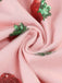 Rosa 1950er V-Ausschnitt Erdbeere Netz Swing Kleid