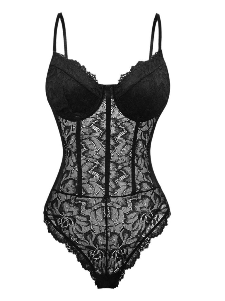 1960er Spitze Spaghetti Träger Korsett Bodysuit