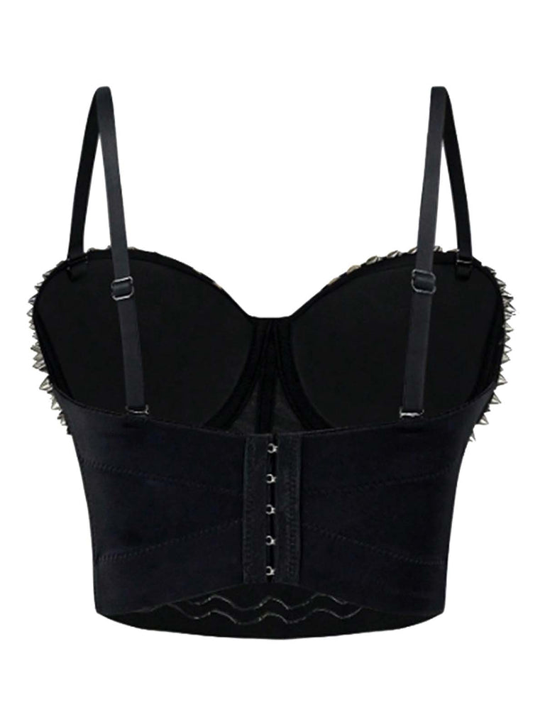 1980er Satin Punk Rock Metallischen Nieten Korsett